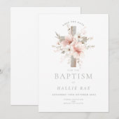 Save the Date Doop, Elegante Roze Bloemen Kaart (Voorkant / Achterkant)