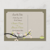 Save the Date doves+roze bloesems/diy kleur Aankondigingskaart (Achterkant)