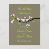 Save the Date doves+roze bloesems/diy kleur Aankondigingskaart (Voorkant)