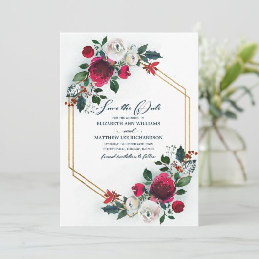 Save the date. Dusty Blue | Het huwelijk van Burgu Kaart (Staand voorkant)