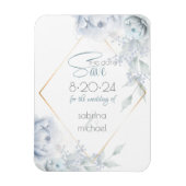 Save the date | Dusty Blue Waterverf Peonies Magneet (Verticaal)