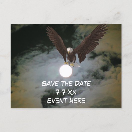 Save The Date Eagle Full Moon Aankondigingskaart (Voorkant)