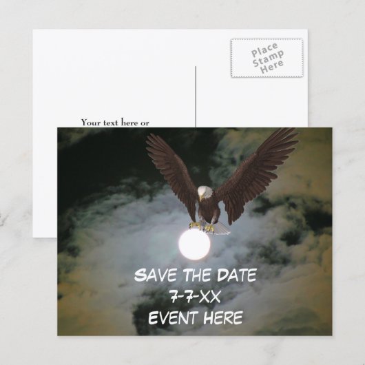 Save The Date Eagle Full Moon Aankondigingskaart (Voorkant / Achterkant)
