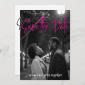 Save the date | Eenvoudig minimalistisch zwart-wit (Voorkant / Achterkant)