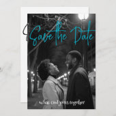 Save the date | Eenvoudig minimalistisch zwart-wit (Voorkant / Achterkant)