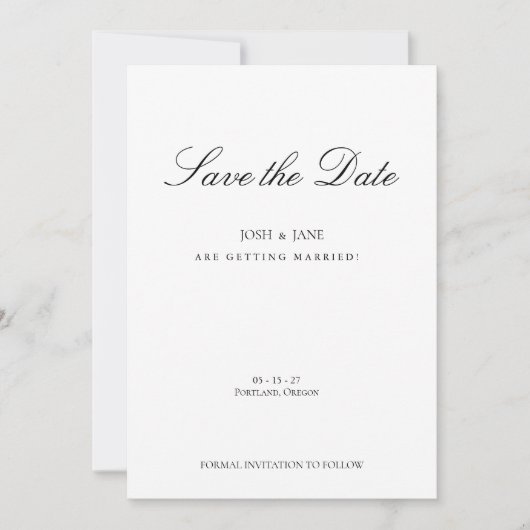 Save the Date Eenvoudig Modern Minimalistisch  (Voorkant)