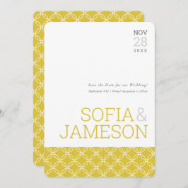 SAVE THE DATE eenvoudig modern type mosterd geel Kaart