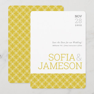 SAVE THE DATE eenvoudig modern type mosterd geel Kaart