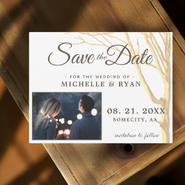 Save The Date Eenvoudige Rustieke Boom Fotokaart