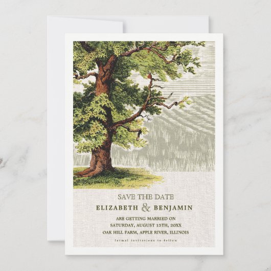 Save the date.  eik - Boom Burlap Wedding Kaart (Voorkant)