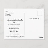Save the Date eindexamenfeest 2021 zwarte bloemen Briefkaart (Achterkant)