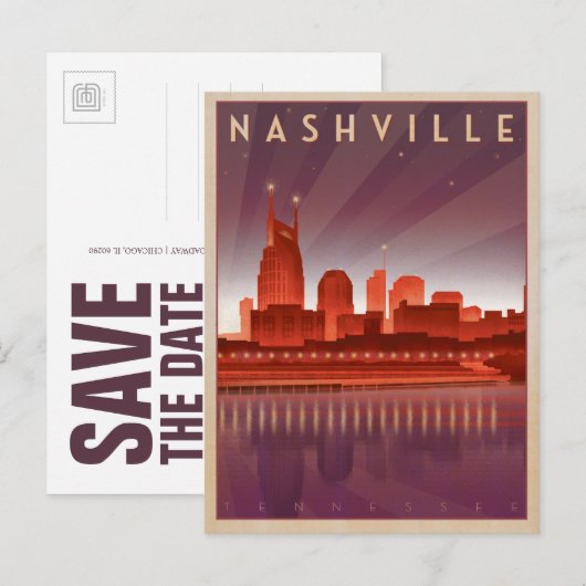 Save the date | Eindhoven, TN - Night Skyline Aankondigingskaart (Voorkant / Achterkant)