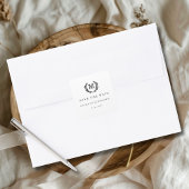 Save the date! Elegant Crest Monogram Wit Vierkante Sticker