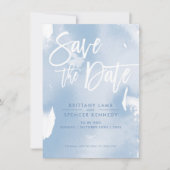 SAVE THE DATE elegant geverfd bord blauw waterverf (Voorkant)