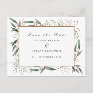 Save The Date elegant groen blad goud Briefkaart
