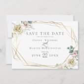 Save the date | Elegant Ivory en Blush Floral Kaart (Voorkant)