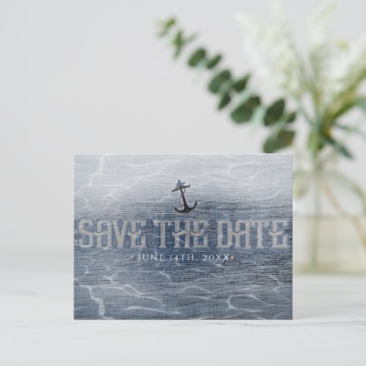 SAVE THE DATE Elegant Nautisch Strand Verloving Briefkaart (Staand voorkant)