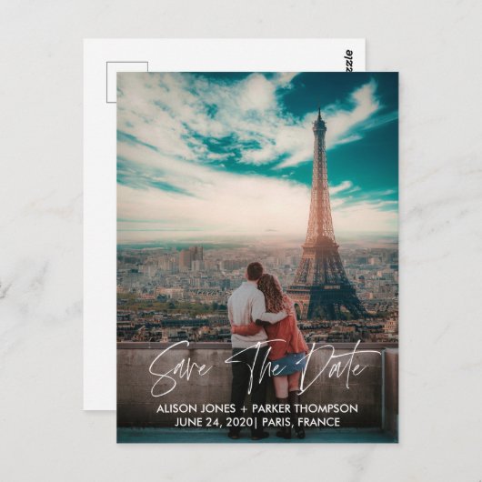 Save the date | Elegant Typografie Briefkaart (Voorkant / Achterkant)