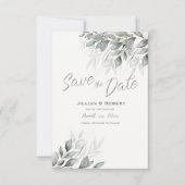 Save The Date Elegant Watercolor Leaves (Voorkant)