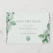 Save the date | Elegant Waterverf Eucalyptus (Voorkant / Achterkant)