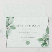 Save the date | Elegant Waterverf Eucalyptus (Voorkant / Achterkant)