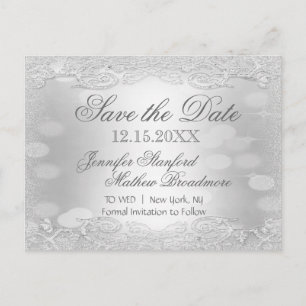 Save the date   Elegant zilver Aankondigingskaart