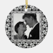 Save-the-Date Elegant Zwart-wit Keramisch Ornament (Voorkant)