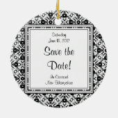 Save-the-Date Elegant Zwart-wit Keramisch Ornament (Achterkant)