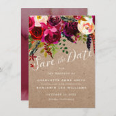 Save the date | Elegante Bloemen Rustieke Boho Wed (Voorkant / Achterkant)