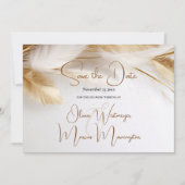 Save the date | Elegante Boheemse Gouden Pampa's Kaart (Voorkant)