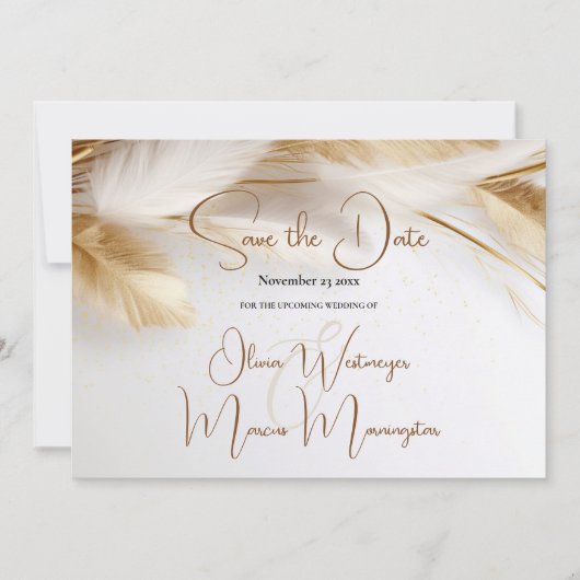 Save the date | Elegante Boheemse Gouden Pampa's Kaart (Voorkant)