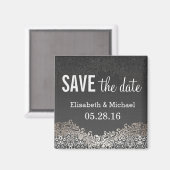 Save the Date - Elegante Dark Silver Damask Magneet (Voorkant / Achterkant)