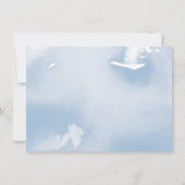 SAVE THE DATE elegante gedempte bleek blauwe water (Achterkant)