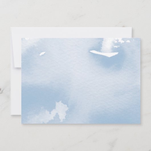 SAVE THE DATE elegante gedempte bleek blauwe water (Achterkant)