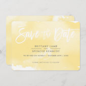 SAVE THE DATE elegante gedempte gele waterverf (Voorkant / Achterkant)