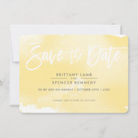 SAVE THE DATE elegante gedempte gele waterverf