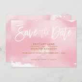SAVE THE DATE elegante gedempte roze waterverf (Voorkant / Achterkant)
