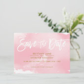 SAVE THE DATE elegante gedempte roze waterverf (Staand voorkant)