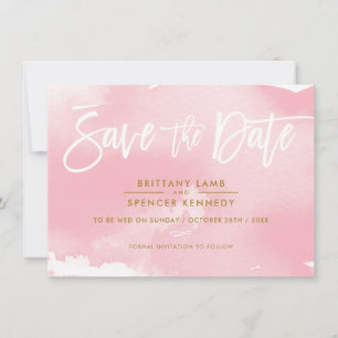 SAVE THE DATE elegante gedempte roze waterverf