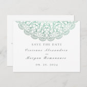 Save the Date elegante groene witte mandala Briefkaart (Voorkant / Achterkant)