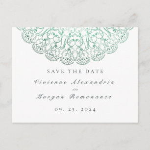 Save the Date elegante groene witte mandala Briefkaart