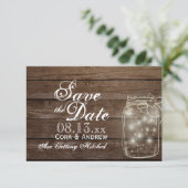 Save the Date - Elegante Rustieke Mason Jar Lichte Kaart (Staand voorkant)