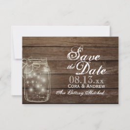 Save the Date - Elegante Rustieke Mason Jar Lichte Kaart