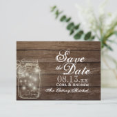 Save the Date - Elegante Rustieke Mason Jar Lichte Kaart (Staand voorkant)