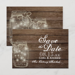 Save the Date - Elegante Rustieke Mason Jar Lichte Kaart