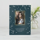 Save the date | Elegante Seaside Sheer Tulle Arbor Kaart (Staand voorkant)