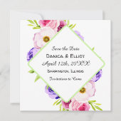 Save the date | Elegante Waterverf bloemenbruiloft (Voorkant)