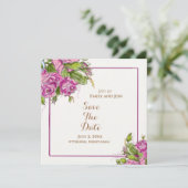 Save the Date Elegante Waterverf Roze Rozen Kaart (Staand voorkant)