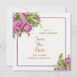 Save the Date Elegante Waterverf Roze Rozen Kaart
