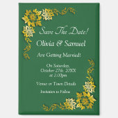 Save The Date - Emerald & Gold 3.5" x 2.5" Fridge Magneet (Voorkant)